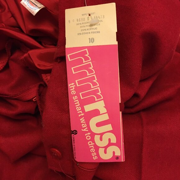Vintage 70s 80s NWT RUSS Red Dress Pants High Waist Mom Grandma ILGWU (IB) - Picture 16 of 16